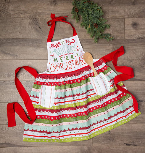 DII Holiday Collection Skirted Apron, One Size, Whisk You A Merry Christmas