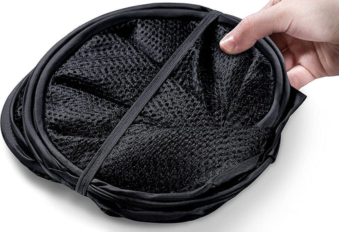Three Compartment Popup Hamper - Durable Mesh Material, Folds for Storage, Handles to Carry Easily to The Laundry Room. Folding Pop-Up Laundry Hampers are Great for College Dorm or Travel. (Black)