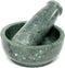 KLEO 4" Diameter Natural Stone Mortar and Pestle Set as Spice Grinder, Medicine Masher - Okhli and Musal (Green Shallow)