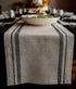 Solino Home Linen Stripe Table Runner 14 x 108 Inch, Black and Natural, European Flax 100% Pure Linen French Stripe Table Runner Handcrafted
