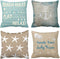 Emvency Set of 4 Throw Pillow Covers Beach Starfish Words Rules Holiday Summer Nautical Anchor Distressed Taupe Decorative Pillow Cases Home Decor Square 16x16 Inches Pillowcases