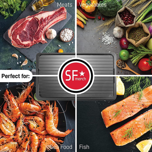Aluminum Defrosting Drip Tray 14 x 8 In. with Net Cover and Apron, for Rapid Thawing of Frozen Meat - Premium Thawing Plate to Efficiently Defrost Frozen Food by SFmerch