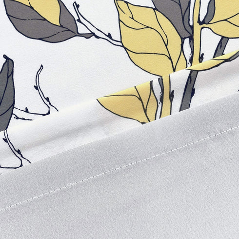 DriftAway Ryan Sketch Flower Floral Branch Leaves Lined Thermal Insulated Window Curtain Valance Rod Pocket 52 Inch by 18 Inch Plus 2 Inch Header Yellow Gray 1 Pack
