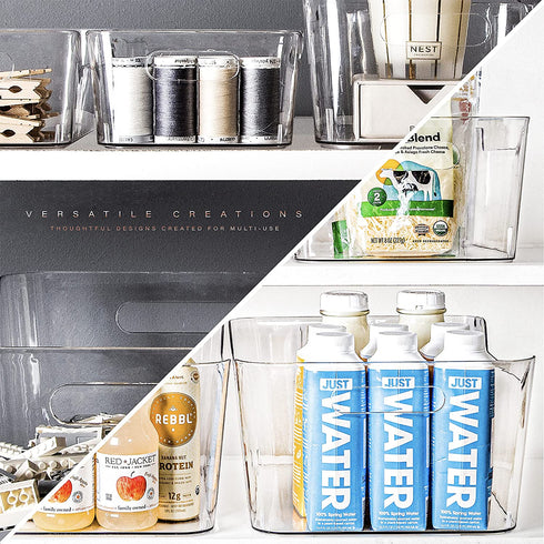 BINO | Plastic Storage Bins, Small - 4 Pack | The SOHO Collection | Multi-Use Organizer Bins | Built-in Handle | BPA-Free | Pantry Organization | Home Organization | Fridge Organizer | Freezer Org