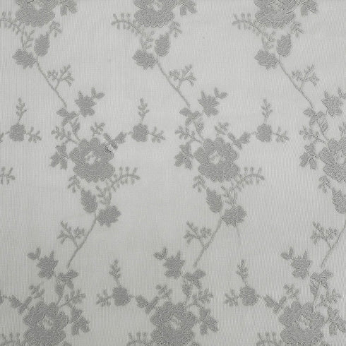 No. 918 Alison Floral Lace Sheer Rod Pocket Curtain Panel, 58" x 84", Dove Gray