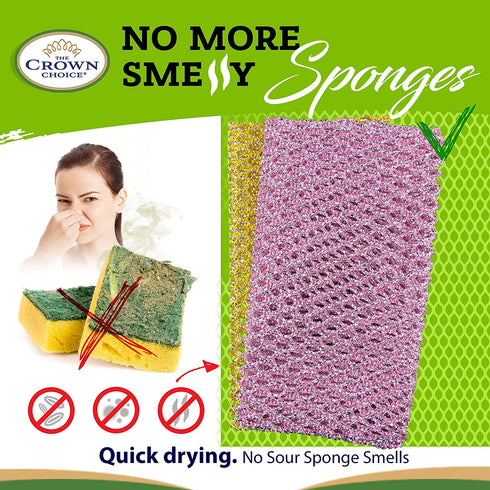 Heavy Duty Dish Scrubbers for Cleaning Dishes & Pots (6Pcs) - Replace Kitchen Sponges for Dishwashing with Our Scouring Pads - Try Our Alternative Dish Washing Scrub Sponge Scrubber Pack