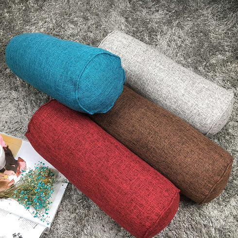 Round Neck Pillow Roll Cervical Support Pillows Neck Pain Relief Cylinder Bolster Pillows with Removable Washable Cover for Sleeping, Chair, Car, Sofa (1, Red)
