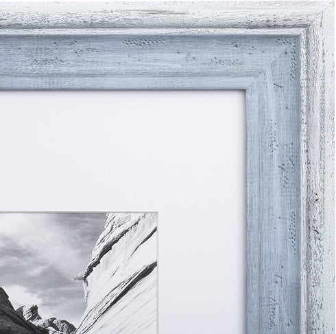 8x10 Picture Frame Distressed Blue - Matted to 5x7, Frames by EcoHome