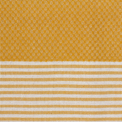 COCOTTON Boho Striped Turkish Hand Towels Set of 2 | 100% Cotton, 16 x 40 Inches | Decorative Bathroom Hair Face Gym Yoga Dishcloth Tea Kitchen Light Weight Quick Dry Farmhouse Towel (Mustard)