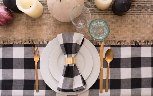 DII Buffalo Check Collection, Classic Farmhouse Tablecloth, Tablecloth, 70" Round, Black & White