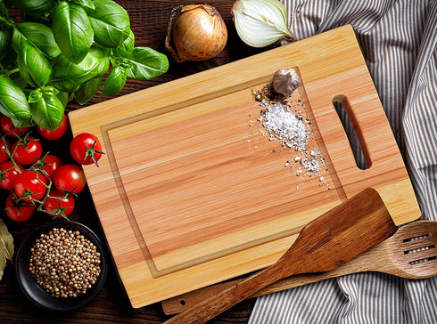Utopia Kitchen 3 Piece Bamboo Cutting Boards with Juice Grooves - BPA Free - Eco-friendly - Natural Organic Bamboo Chopping Boards for Vegetables, Meat and Cheese
