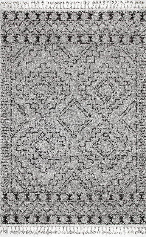 nuLOOM Vasiliki Moroccan Tribal Shag Area Rug, 2' x 3', Grey