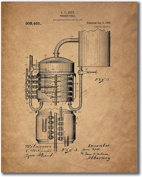 Whiskey Patent Wall Art Prints - Set of 6 Vintage Whisky Photos