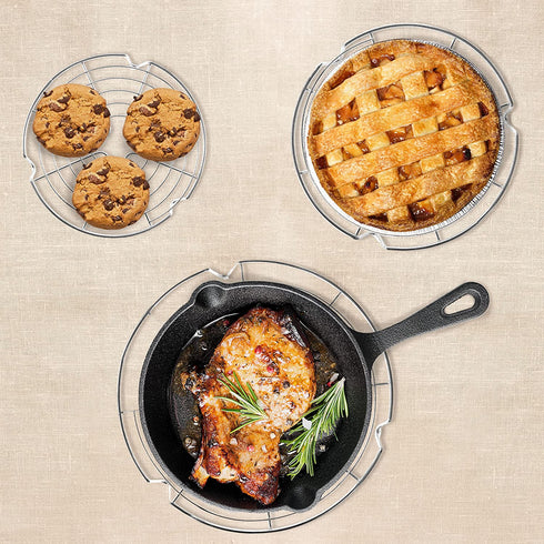 KITCHENATICS Round Cooling Racks - 100% Stainless Steel Circle Roasting Rack, Steamer Insert, Baking Rack for Round Cake Pans, Air Fryer, Instapot, Steamer Rack - Oven Safe - 7.5?, 9? & 10.5? (3 PCS)