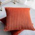 Kevin Textile Set of 2 Striped Textured Velvet Corduroy Decorative Europe Sham Throw Pillow Cushion Cover for Couch, (60x60 cm, 24inch), Burnt Brick