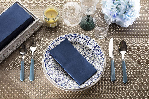 Navy Napkins | Linen Feel Disposable Cloth Like Paper Dinner Napkins | Hand Towels | Soft, Absorbent, Paper Hand Towels for Bathroom,Kitchen,Parties,Weddings or Events | 50 Pack