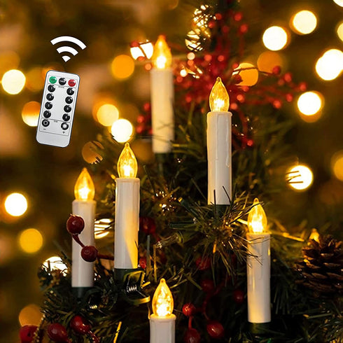 Flameless LED Candles,20 PCS Decorative Candles,Warm White Candle Lights with Clips,USB Operated Romatic Candles,Fake Candles for Holiday Decorations,Seasonal Celebration,Christmas & Wedding Decor