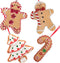 Gingerbread Christmas Ornaments - Man Boy Girl Tree Candy Cane Cookie Rustic Christmas Decorations Set of 4 - Claydough Christmas Tree Decorations - Christmas Tree Ornaments with Gift Box