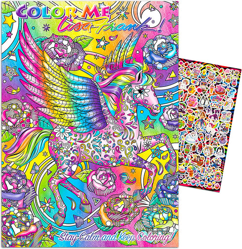 Lisa Frank Coloring Book for Adults Relaxation Set ~ Advanced Lisa Frank Adult Coloring Book with 50 Bonus Stickers (Lisa Frank Bundle)