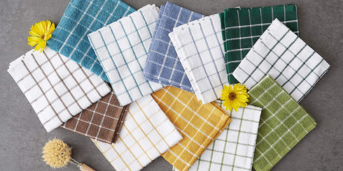 DII Basic Terry Collection Windowpane Dishcloth Set, 12x12, Antique Green, 6 Piece