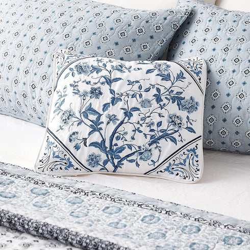 Laura Ashley Home Charlotte Collection Perfect Decorative Throw Pillow, Premium Designer Quality, Decorative Pillow for Bedroom Living Room and Home Décor, 1 Count (Pack of 1), China Blue