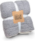 Charcoal Grey & White Sherpa Blanket - Sherpa Throw Blankets, Soft Blanket | Throw Blanket for Couch, Plush Throw Blankets, White Throw Blanket, Fleece Blanket, Fluffy Blanket, 60.5" x 48"