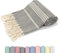GRIDAL Tabby Turkish Towel (Peshtemal) Natural & Vegan Bath Towel & Striped Beach Towel 100% Cotton - 66x38 | at: Beach, Bath, Gym, Pool, Sauna, Travel, Spa | as: Wrap, Shawl, Throw (Black)