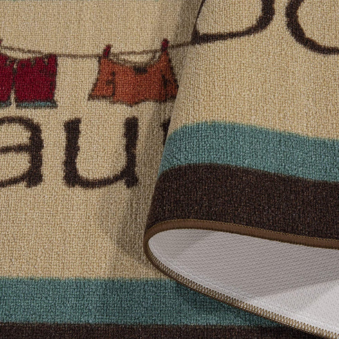 Ottomanson Text Laundry Collection, 20" X 59" Oval, Brown