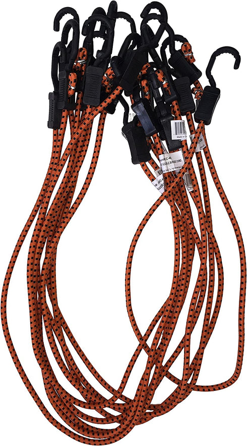 Kotap MABC-48 All- Purpose Adjustable Bungee Cords with Hooks, 48-Inch, Orange/Black, 10 Count