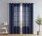 HLC.ME Abbey Faux Linen Textured Semi Sheer Privacy Sun Light Filtering Transparent Window Grommet Short Thick Curtains Drapery Panels for Bedroom & Living Room, 2 Panels (54 W x 72 L, Navy Blue)