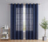 HLC.ME Abbey Faux Linen Textured Semi Sheer Privacy Sun Light Filtering Transparent Window Grommet Short Thick Curtains Drapery Panels for Bedroom & Living Room, 2 Panels (54 W x 72 L, Navy Blue)