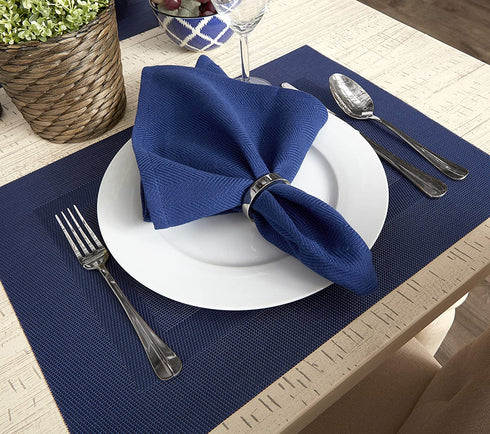 DII PVC Tabletop Collection Woven Indoor/Outdoor, Placemat Set, 13x17.25, Nautical Blue, 6 Piece