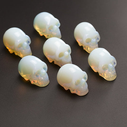 2.0inch Natural Carved Skull Crystal Reiki Healing Stone Statue Collectible Figurine (Opalite)