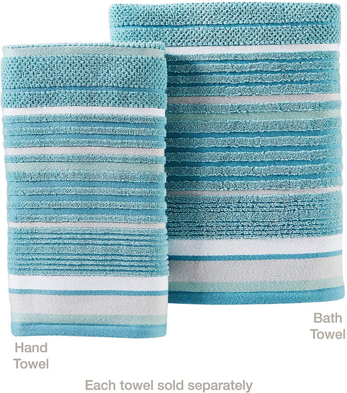SKL Home by Saturday Knight Ltd. Seabrook Stripe 2-Piece Hand Towel Set, Teal 2 Count