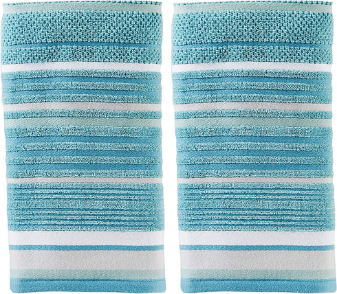SKL Home by Saturday Knight Ltd. Seabrook Stripe 2-Piece Hand Towel Set, Teal 2 Count
