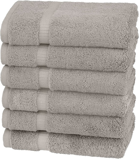 Amazon Brand Pinzon Organic Cotton Hand Towels, Set of 6, Marble Grey