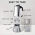 FCUS Stovetop Espresso Maker, Moka Pot, 200ml/6.5oz/4cup Percolator Italian Coffee Maker, Classic Cafe Maker, Stainless Steel, Suitable For Induction Cookers