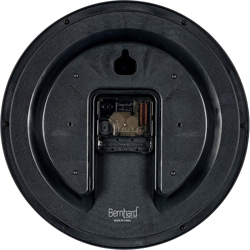 Bernhard Products Black Wall Clock Silent Non Ticking,12 Inch Quality Quartz Battery Operated Round Easy to Read Home/Office/Kitchen/Classroom/School Clock Sweep Movement (12 Inch)