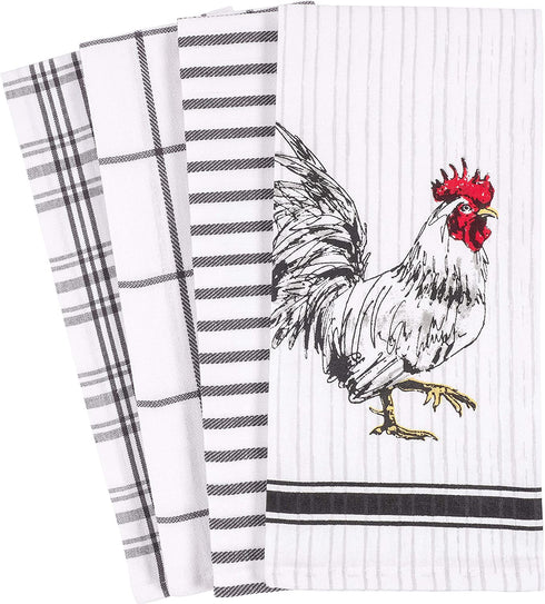 KAF Home Pantry Rooster Kitchen Dish Towel 18 x 28-inch Set of 4
