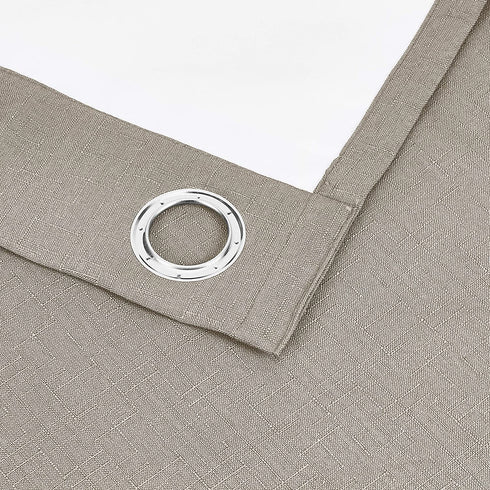 Amazon Basics 100% Blackout Textured Linen Window Panel with Grommets and Thermal Insulated, Noise Reducing Blackout Liner - 52" x 95", Grey