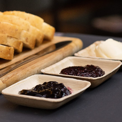 Naturally Chic Palm Leaf Plates - 3 Inch Square - Bamboo Like, Eco Friendly, Disposable, Compostable and Biodegradable Plates for Weddings, Parties and Events