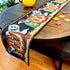 DaDa Bedding Spooky Halloween Pumpkins Tapestry Table Runner - Fall Harvest Orange Jack-o'-Lantern Ghosts Intricate Needle Stitching - Cotton Linen Woven Kitchen Dining Mats - 13" x 67"
