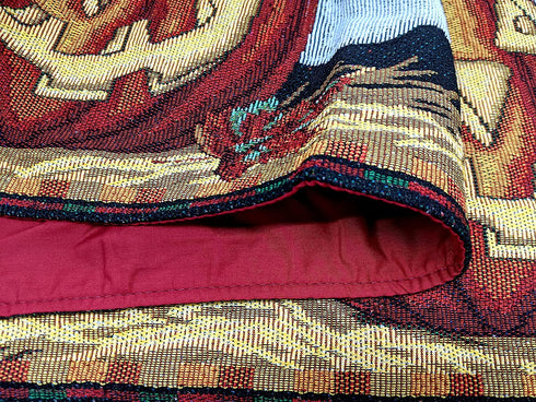 DaDa Bedding Spooky Halloween Pumpkins Tapestry Table Runner - Fall Harvest Orange Jack-o'-Lantern Ghosts Intricate Needle Stitching - Cotton Linen Woven Kitchen Dining Mats - 13" x 67"