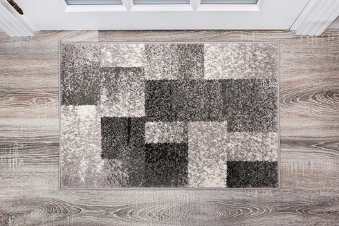 Rugshop Modern Distressed Boxes Area Rug 2' x 3' Gray