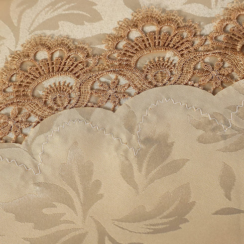 QsyyHome Jacquard Gold Small Round Lace Embroidery Tablecloth End Side Card Table Cover Kitchen Dining Room Tabletop Decorations 35 inch