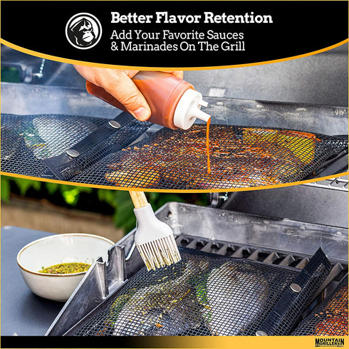 BBQ Mesh Grill Bags - 12 x 9.5 Inch Reusable Grilling Pouches for Charcoal, Gas, Electric Grills & Smokers - Heat-Resistant, Non-Stick Barbecue Bag is a Must-Have for All Pitmasters - Set of 2