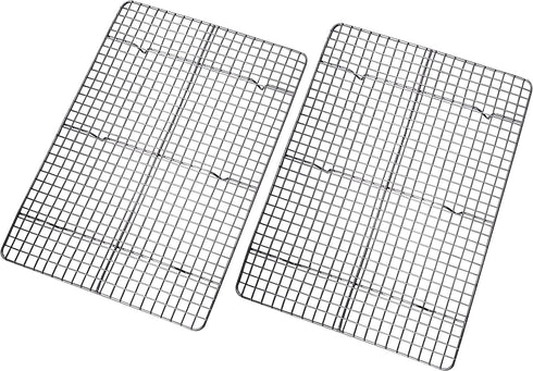 Checkered Chef Cooling Rack - Set of 2 Stainless Steel, Oven Safe Grid Wire Racks for Cooking & Baking - 11 ¾" x 17"