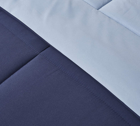 Blue Ridge Home Fashions Two-Tone Reversible Microfiber Down Alternative All Season Comforter-Hypoallergenic Polyester Fill, King, Navy/Light Blue