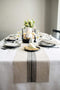 Pure Linen Stripe Table Runner Black and Natural, 14 x 48 Inch 100% Pure Linen Farmhouse Stripe, Machine Washable Fabric Table Runner by Solino Home