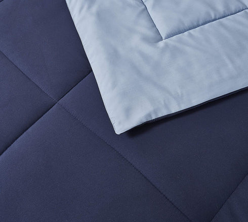 Blue Ridge Home Fashions Two-Tone Reversible Microfiber Down Alternative All Season Comforter-Hypoallergenic Polyester Fill, King, Navy/Light Blue